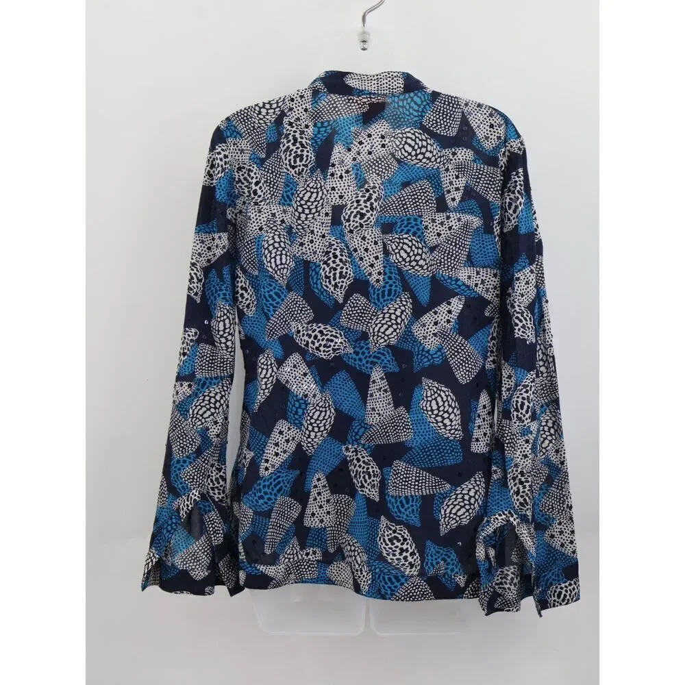 Tory Burch Stephanie Blue Sea Shell Sequins Detail Tunic Top Size 6